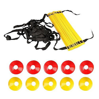 Agility Ladder, Agility Speed Training Equipment Set, 20ft Speed Ladder, 10 Soccer Cones, Basketball Football Soccer Training Equipment with Bag