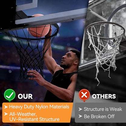 Professional Basketball Net Replacement, Heavy Duty Nylon 12 Loops, All Weather Anti-Whip Basketball Hoop Net Fits Standard Indoor Outdoor Rims, Gift Box Packaging (Net Only)