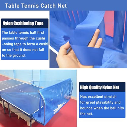 Table Tennis Ball Catch Net, Ping Pong Ball Collector Net with Tassels Design, Table Tennis Return Net for Ping Pong Robot Serve or Multi-Ball Practice, Easy Set Up