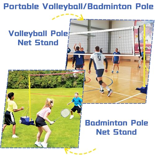 Volleyball/Badminton Net & Pole, Indoor Portable Volleyball Net with Stand for Backyard, 5.1-6.9ft Height Adjustable Outdoor Volleyball Net and Poles for Sports Ground Garden Suitable for Men, Women