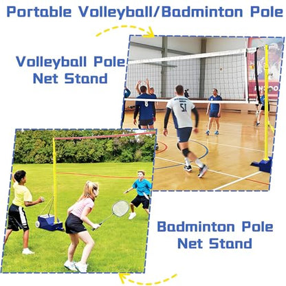 Volleyball/Badminton Net & Pole, Indoor Portable Volleyball Net with Stand for Backyard, 5.1-6.9ft Height Adjustable Outdoor Volleyball Net and Poles for Sports Ground Garden Suitable for Men, Women