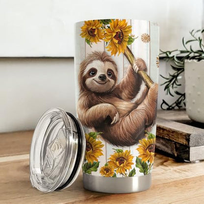 SANDJEST Sloth Tumbler 20oz Stainless Steel Insulated Coffee Travel Mug Cup for Women Girls Sloth Gifts for Birthday Christmas Mothers Day - color: Sloth