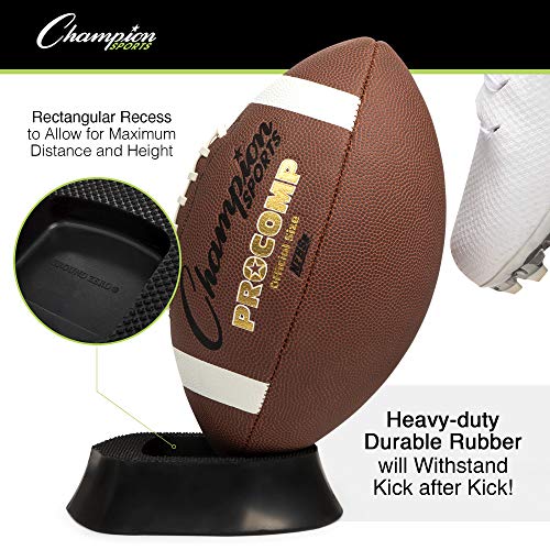 Champion Sports 1" Ground Zero® Kickoff Tee – Official NFL® Football Kicking Tee for Accurate Kickoffs & Field Goals, Textured Top for Secure Ball Grip, Black