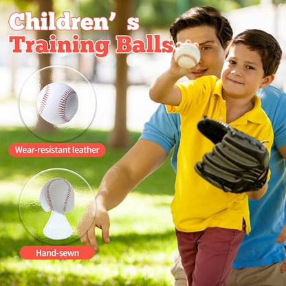 12 Pack Standard Size T-Ball Training Baseballs - Youth/High School Baseball Bulk Practice Balls, Rubber Filling - 100% Faux Leather Soft Baseballs for Kids