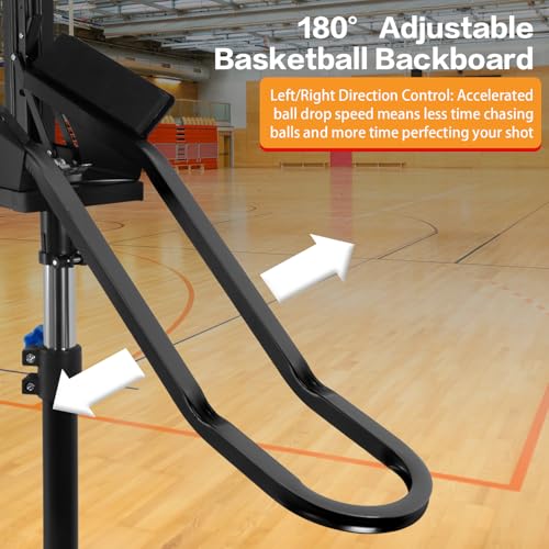 Basketball Rebounder with 180° Rotating Track Adjustable Height Basketballs Return Attachment with Net Return System Portable Hoop Trainer Tripod for Continuous Solo Practice