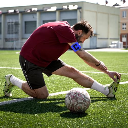 4 PCS Captain Armbands for Soccer Training, Unisex Elastic Soccer Captain Armband Elastic-Arm Band Team Sport Armbands Elastic Protective Arm Badge for Basketball Volleyball Team, Multicolor