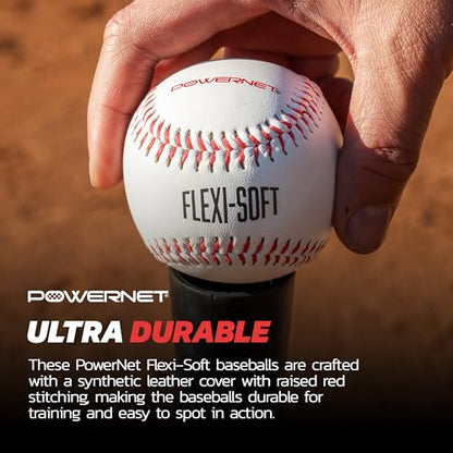PowerNet Baseball Bundle, Padded Bucket with 24 Practice Baseballs or Flexi-Soft Training Balls, Portable Pitching & Batting Practice Equipment