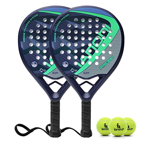 Padel Racket Carbon Fiber Surface with EVA Memory Flex Foam Core Lightweight Padel Racquet - color: 8300-green-2pcs
