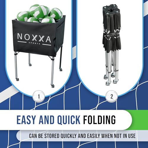Volleyball Cart with Wheels - Portable Volleyball Ball Cart Bag on Wheels, Collapsible Sports Ball Equipment Storage Cart for Volleybal, Indoor and Outdoor.