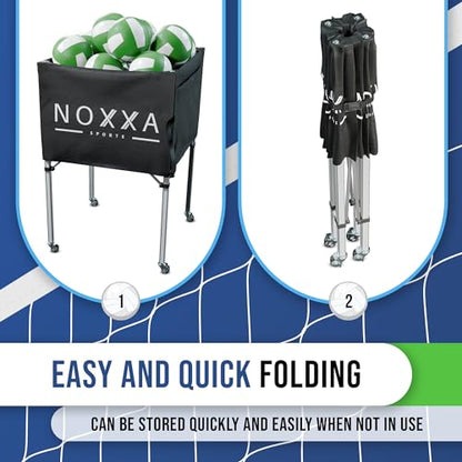 Volleyball Cart with Wheels - Portable Volleyball Ball Cart Bag on Wheels, Collapsible Sports Ball Equipment Storage Cart for Volleybal, Indoor and Outdoor.