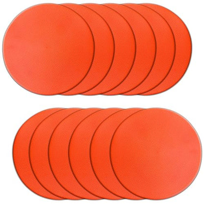 Poly Spot Markers 4 inch/9 inch Non-Slip Rubber Agility Training Markers Floor Dots Flat Field Cones for Football, Soccer, Basketball, School Exercise Drills, Dance Practice - style: 9 inch 12 Pcs Orange Red (TPE)