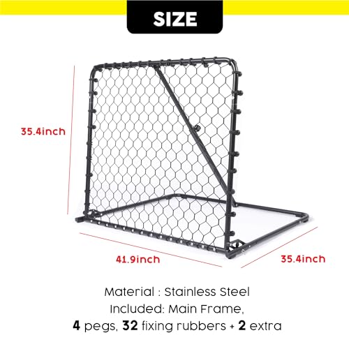 Advanced Soccer Rebounder Bounce Back Net with 16 Angle Adjustments - Durable and Versatile Sports Netting Board for Training and Matches