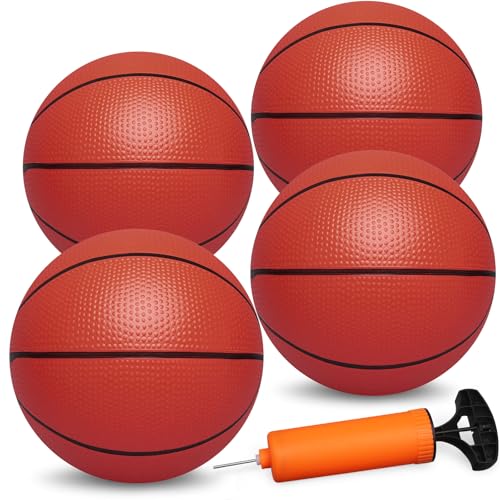 9.8’’ Mini Basketballs for Kids Adults, Rubber Toddler Balls for Outdoor Beach Pool, Replacement Indoor Baskeball for Over Door Hoop, Sensory Balls Toys for Boys Girls Teenagers 4 Pack - color: olive