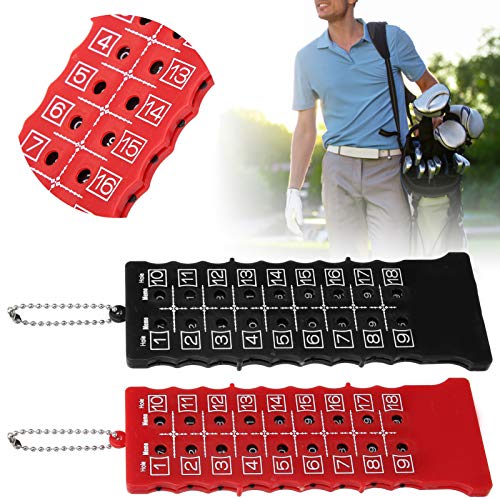 Golf Stroke Counter, 2Pcs Golf Score Counter, 18 Holes Stroke Tally Counter, ABS Card Score Counter with Key Chain, Golf Scorer for Training Practice Competition