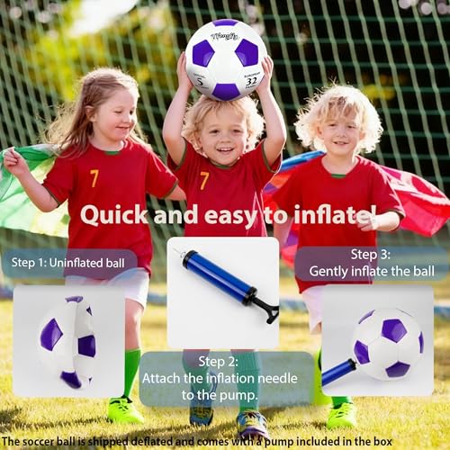 Soccer Ball Size 4 with Pump Needle Classic Thicker PU Tight Weaved Suitable for Youth Boy Girl League Game Trainning