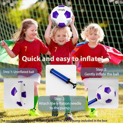 Soccer Ball Size 4 with Pump Needle Classic Thicker PU Tight Weaved Suitable for Youth Boy Girl League Game Trainning