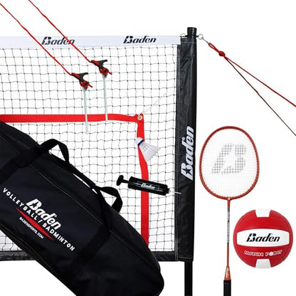 BadenBaden Champions Volleyball Badminton Combo Set - color: Black/Red