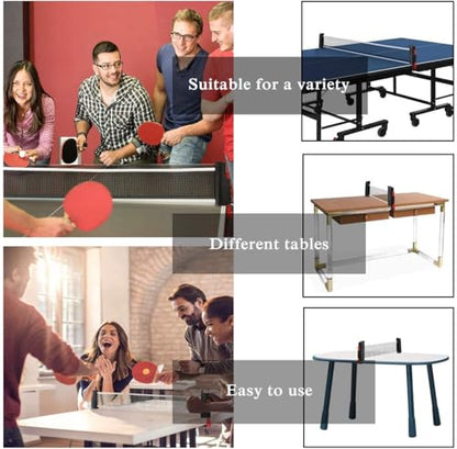 Table Tennis Nets, Adjustable Retractable Net Ping Pong Replacement Net, Portable Travel Holder Ideal for All Types of Tables, 170(max) x 19cm