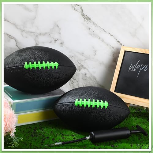 Syhood 12 Pack Composite Leather Footballs Official Size Footballs Bulk Leather Inflatable Football with Pump Regulation Highschool College Football for Training and Recreational Play - color: Black, size: Size 6