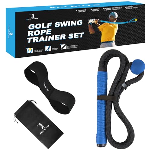 Golf Rope Swing Trainer Set-Golf Swing Training Aid,Improved Golfers Swing and Master Tempo,Golf Gifts for Men Golfers,Included Swing Correcting Arm Band&Rope Trainer with Weighted Ball - color: Dark-Blue