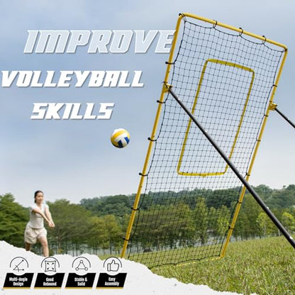 Newbyinn Volleyball Rebounder Net, Volleyball Training Equipment, Bounce Back Net for Volley Ball Practice with 5 Adjustable Rebound Angles 7x4 ft