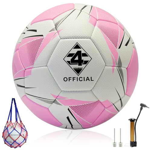 Soccer Ball Size 4 with Pump & Needle, Sofu PU Soccer Ball Kit for Indoor Outdoor Practicing Training Playing Game Gift Adult Play (Official Size 4)