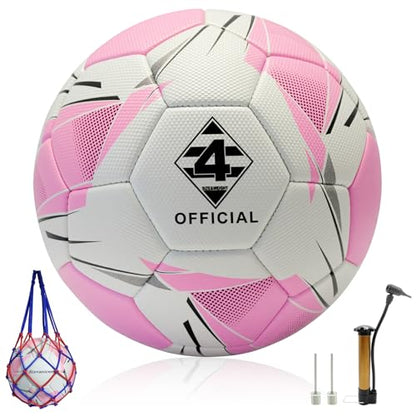 Soccer Ball Size 4 with Pump & Needle, Sofu PU Soccer Ball Kit for Indoor Outdoor Practicing Training Playing Game Gift Adult Play (Official Size 4)