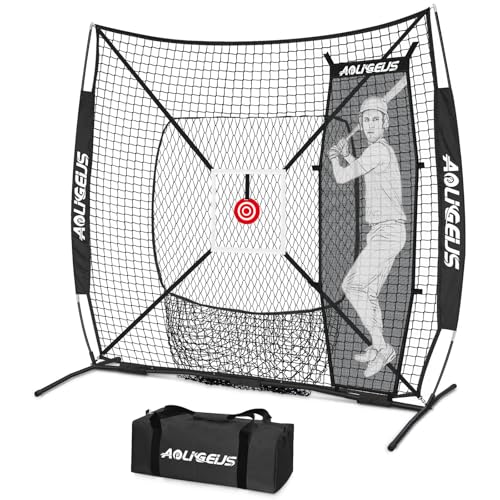 6'X6' Baseball Softball Practice Net,Pitching Net,Batting Net,with Dummy Batter,Bonus Strike Zone Target and Bow Frame,for Hitting,Pitching,Catching