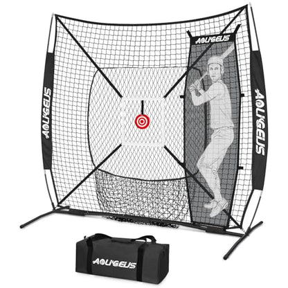 6'X6' Baseball Softball Practice Net,Pitching Net,Batting Net,with Dummy Batter,Bonus Strike Zone Target and Bow Frame,for Hitting,Pitching,Catching