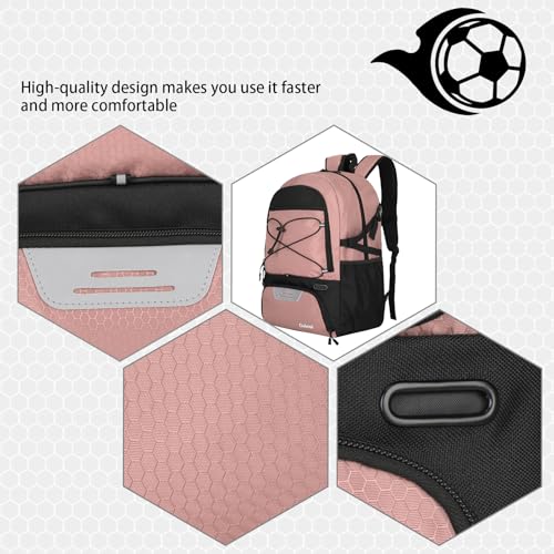 Goloni 30L Sports Backpack with Ball Compartment & Ventilated Shoe Pocket,Basketball Soccer Bag for Youth Boys Girls - color: Pink