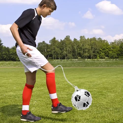 3Pcs Soccer Kick Trainer, Football Kick Throw Solo Practice Training Aid, Adjustable Locked Net Soccer Ball Bungee Elastic Trainer Net Soccer Juggling Trainer Fits Ball Size 3 4 5