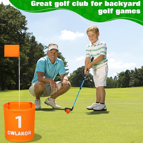 CWLAKON Golf Club Length Adjustable for Backyard Golf Game, Yard Golf Games Club for Toddlers Junior Adults Family, Plastic Golf Club for Indoor Outdoor Golf Training Chipping Games, 2 Pack