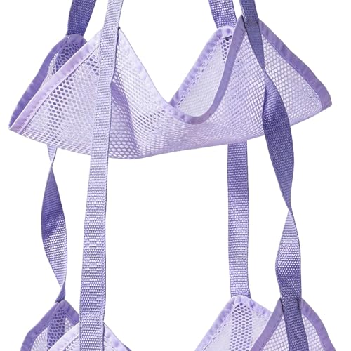 Basketball Holder Bag, Space-Saving Design, 83x33x33cm, 3 Tier Over The Door Ball Holder Bag, Soccer Equipment Organizer Bags, Quick Access Design, for Volleyball Football Gym - color: Aqua Violet