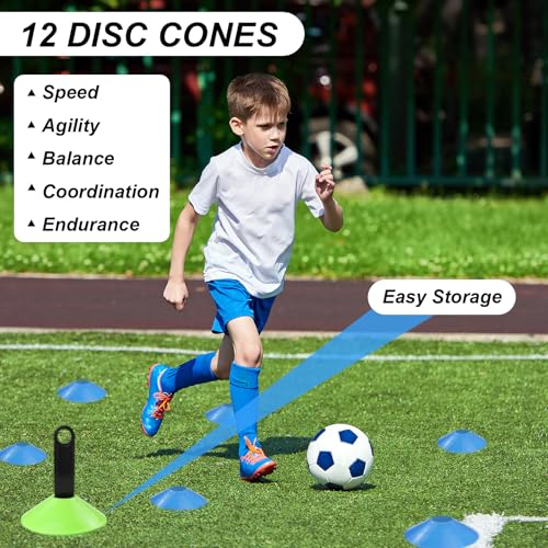 Speed Agility Training Equipment Set, Agility Ladder 20ft, 12 Football Cones, Resistance Parachute/Soccer Kick Trainer, Jump Rope, 5 Resistance Bands, Football Practice Equipment for Kids Adults - color: Set1 with Parachute
