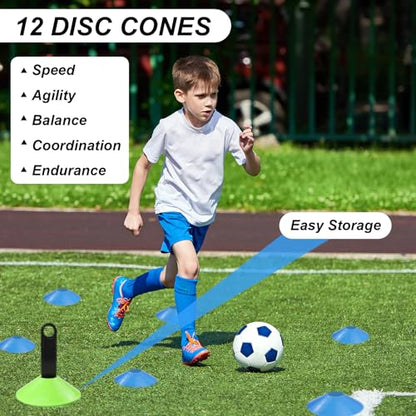 Speed Agility Training Equipment Set, Agility Ladder 20ft, 12 Football Cones, Resistance Parachute/Soccer Kick Trainer, Jump Rope, 5 Resistance Bands, Football Practice Equipment for Kids Adults - color: Set1 with Parachute