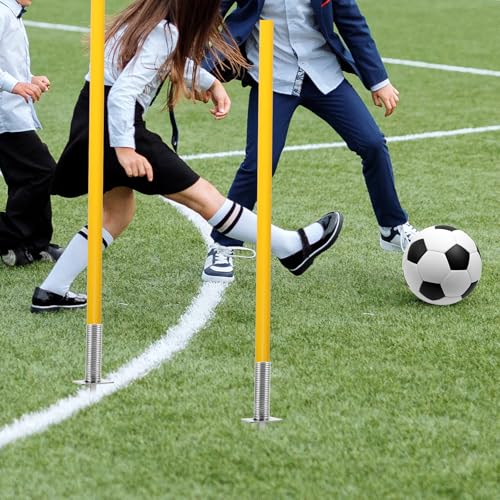 Soccer Corner Flag Spring Base with Ground Spike Portable Football Agility Training Equipment Flagpole Holder for Field Marking and Training Games