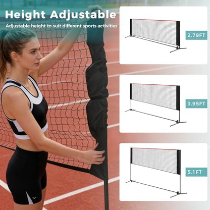 OLIXIS Portable Badminton Net, 2-5 FT Height Adjustable Volleyball Net, Badminton Net with Carry Bag, Volleyball Net, Pickball Net, Backyard Game Indoor Outdoor Use