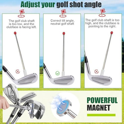 Sanwuta Golf Club Training Set Golf Alignment Sticks and Grip Trainer Alignment Rods with Telescopic Magnetic Corrector Swing Trainer Aid Tools for Posture Correct and Enhance Precision