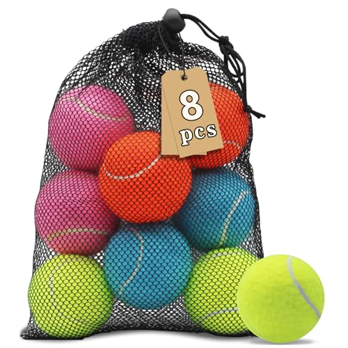 Tennis Balls,8/18/40/90 Pack Training Tennis Balls Practice Balls with Mesh Bag for Easy Transport, Pet Dog Playing Balls, fit for Beginner Training Ball - color: Multi-Color, size: 8 Pack