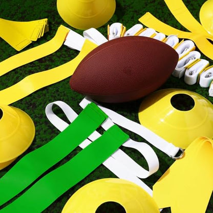 Sintege 14/28 Player Flag Football Belt Set, Adjustable Football Flag and Belts Gifts for Youth Adults Sports Training Event - color: Yellow, Green