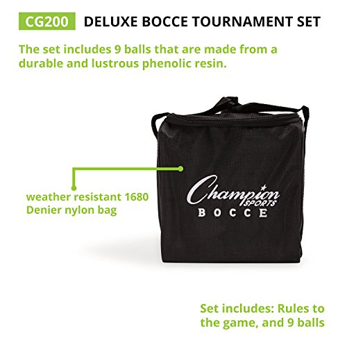 Champion Sports Outdoor Game Sets – Volleyball, Badminton, Tetherball, Bocce & Croquet - style: Bocce Ball