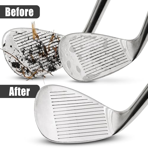 Bogeyman Golf Club Brush & Microfiber Towel Set - Retractable Clip - D-Ring Carabiner - Water Squeeze Bottle - Easy Cleaning