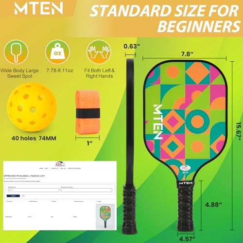 Pickleball Paddles Set of 2 or 4, or Single Paddle – USAPA Approved Fiberglass Surface Pickleball Rackets Set for Men & Women - color: Green Black*2