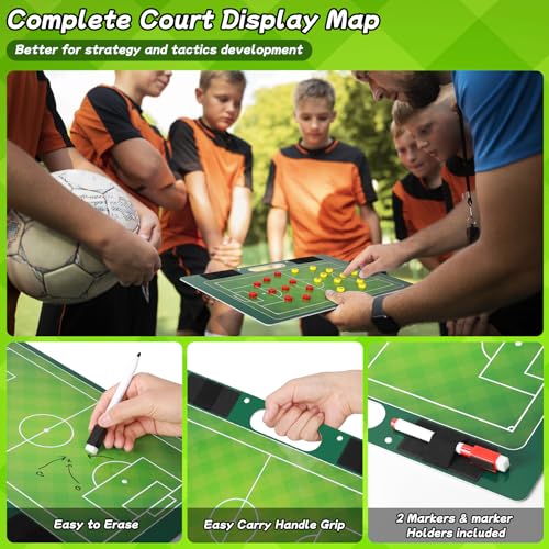 Desoto Dry Erase Double-Sided Premium Coaches Clipboard, Tactical Magnetic Board Kit, Magnetic Coaching Board, Coaches Gift for Coaches(Soccer, Football, Basketball, Baseball) - style: Soccer