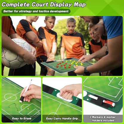 Desoto Dry Erase Double-Sided Premium Coaches Clipboard, Tactical Magnetic Board Kit, Magnetic Coaching Board, Coaches Gift for Coaches(Soccer, Football, Basketball, Baseball) - style: Soccer