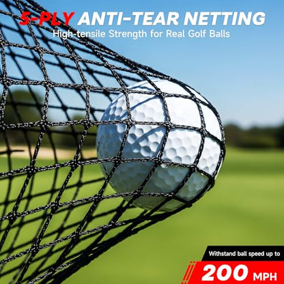 Aohanoi Golf Net, 10x7ft Golf Hitting Nets with a Turf Mats, Golf Practice Net for Backyard,Garage, Terrace Equipped with Noise Free Target, Great Gift for Fathers, Husbands and Professional Golfers