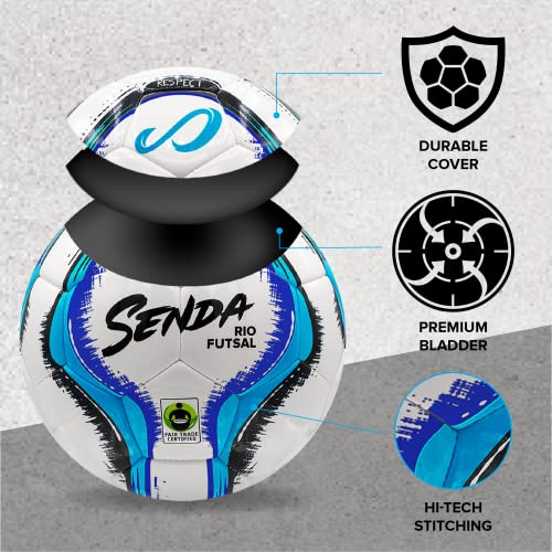 Senda Rio Premium Training Low-Bounce Futsal Ball, Fair Trade Certified - color: Blue/Black, size: 4