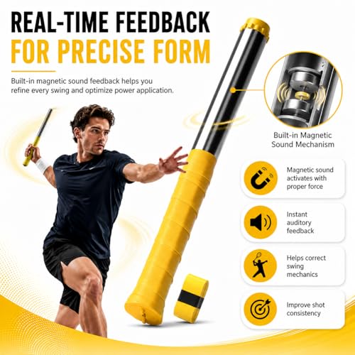 Upgraded Adjustable Intensity Badminton Swing Trainer, 11.8" Swing Trainer Sound Feedback for Smash Technique for Wrist Arm Strength Training Fitness Professional Players - color: Combination-2Pcs