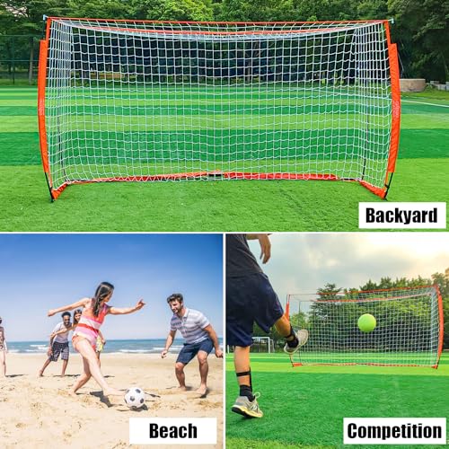 Soccer Goal for Backyard | Portable Soccer Goal Net Collapsible Metal Base | Easy Setup | Portable Net for All Ages| 1 Pair Shin Guards+ 1 Goal + 1 Carry Bag | Size 6x4FT or 12x6F