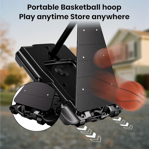 BACKYARD BLITZ Basketball Hoop,40&44&48in Backboard Portable Basketball Goal System, 10FT Hand-Crank Adjustable Basketball Hoop Outdoor - size: 48in Backboard